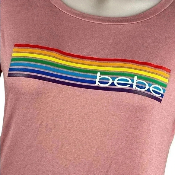 Tops - bebe Rainbow Mauve T Shirt  Size Large